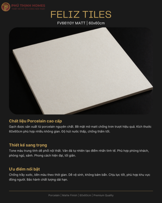 Gạch ốp lát 60x60 FELIZ TILES FV66110Y MATT